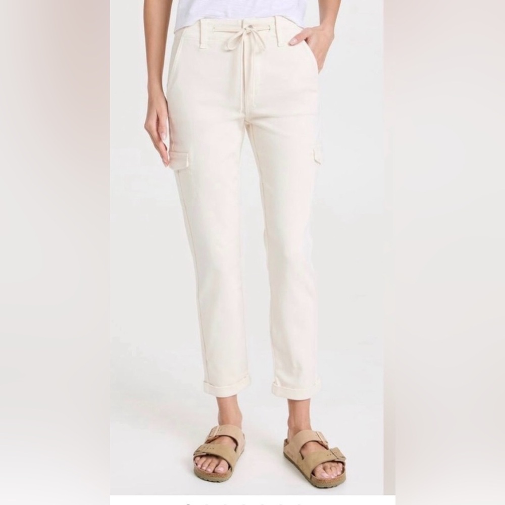 New Paige denim Christy mid rise straight cargo utility jeans pants 25 $225